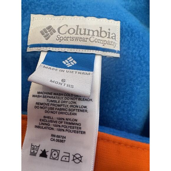 Columbia Infant Baby Fleece Lined Bibs Snowpants Sz 6 Months Omni Shield Orange - Picture 7 of 11